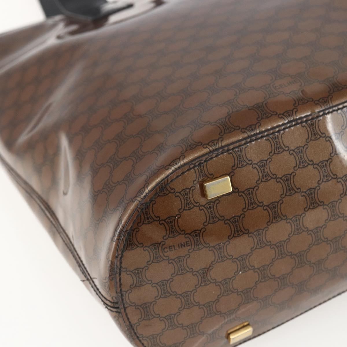 Celine Vintage Macadam Macadam Canvas Vinyl Brown Plastic Shoulder Bag Bag (Pre-Owned)
