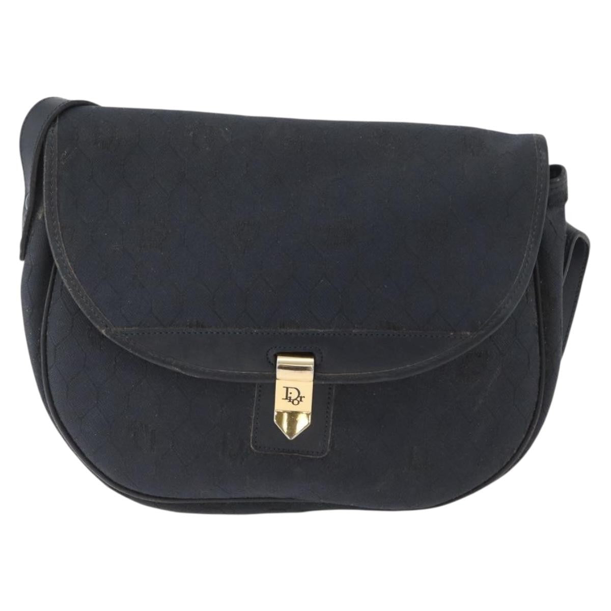 Christian Dior Vintage Honeycomb Flap Canvas And Leather Black Canvas Shoulder Bag Bag (Pre-Owned)