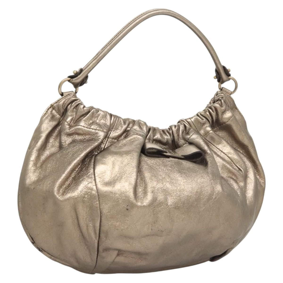 Salvatore Ferragamo Vala Leather Gold Leather Shoulder Bag Bag (Pre-Owned)
