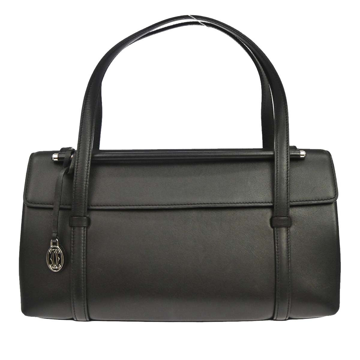 Cartier Cabochon Leather Black Leather Handbag (Pre-Owned)