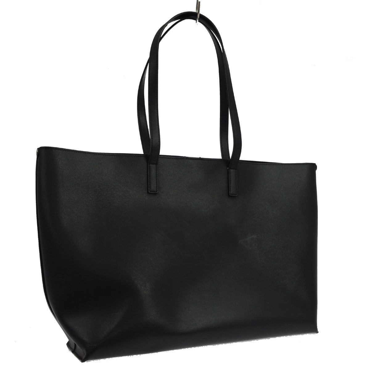 Saint Laurent Shopper Leather Black Leather Tote Bag Bag (Pre-Owned)
