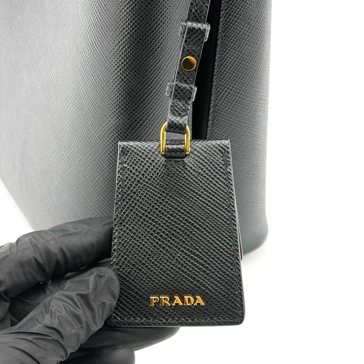 Prada Panier Bucket Saffiano Leather Black Leather Handbag (Pre-Owned)