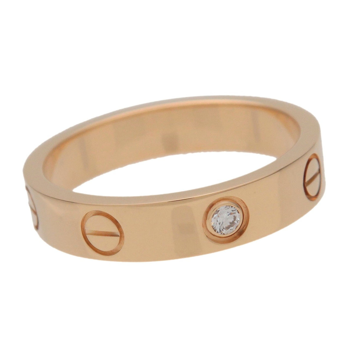 Cartier Love Wedding Band 1 Diamond 18K Rose Gold With Diamond Gold Yellow_Gold Ring Jewelry (Pre-Owned)