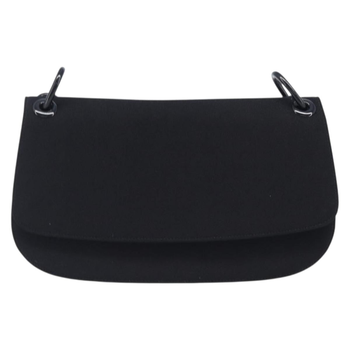 Prada Plastic Chain Flap Bag Canvas Black Cotton Shoulder Bag Bag (Pre-Owned)