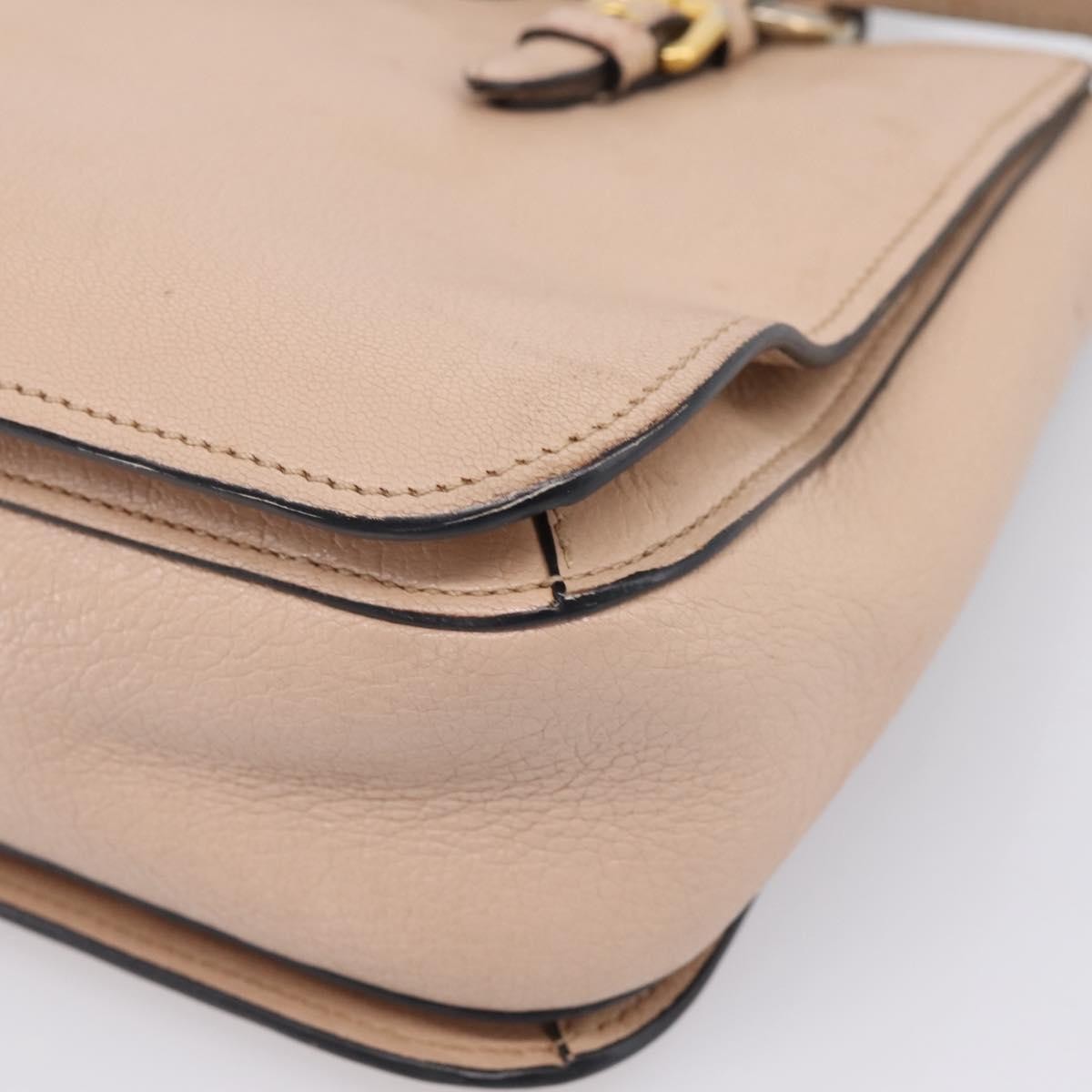 Miu Miu Madras Convertible Lock Leather Beige Leather Tote Bag Bag (Pre-Owned)