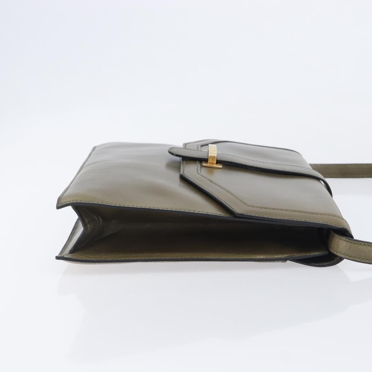 Celine Shoulder Leather Khaki Leather Shoulder Bag Bag (Pre-Owned)