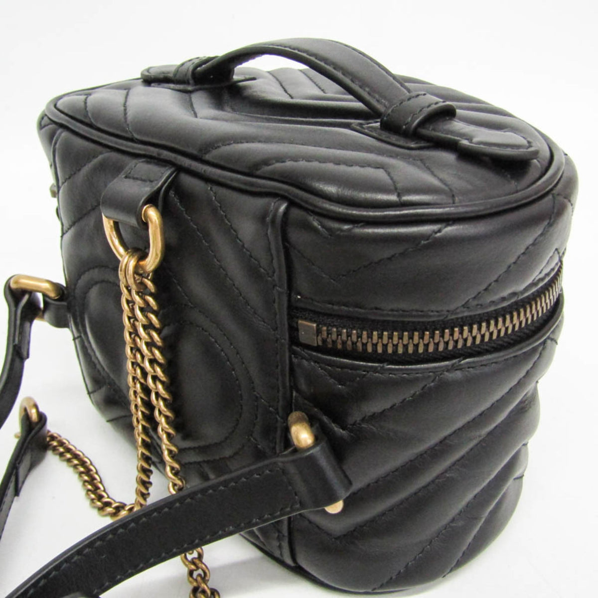 Gucci Gg Marmont Vanity Matelasse Leather Black Leather Backpack Bag (Pre-Owned)