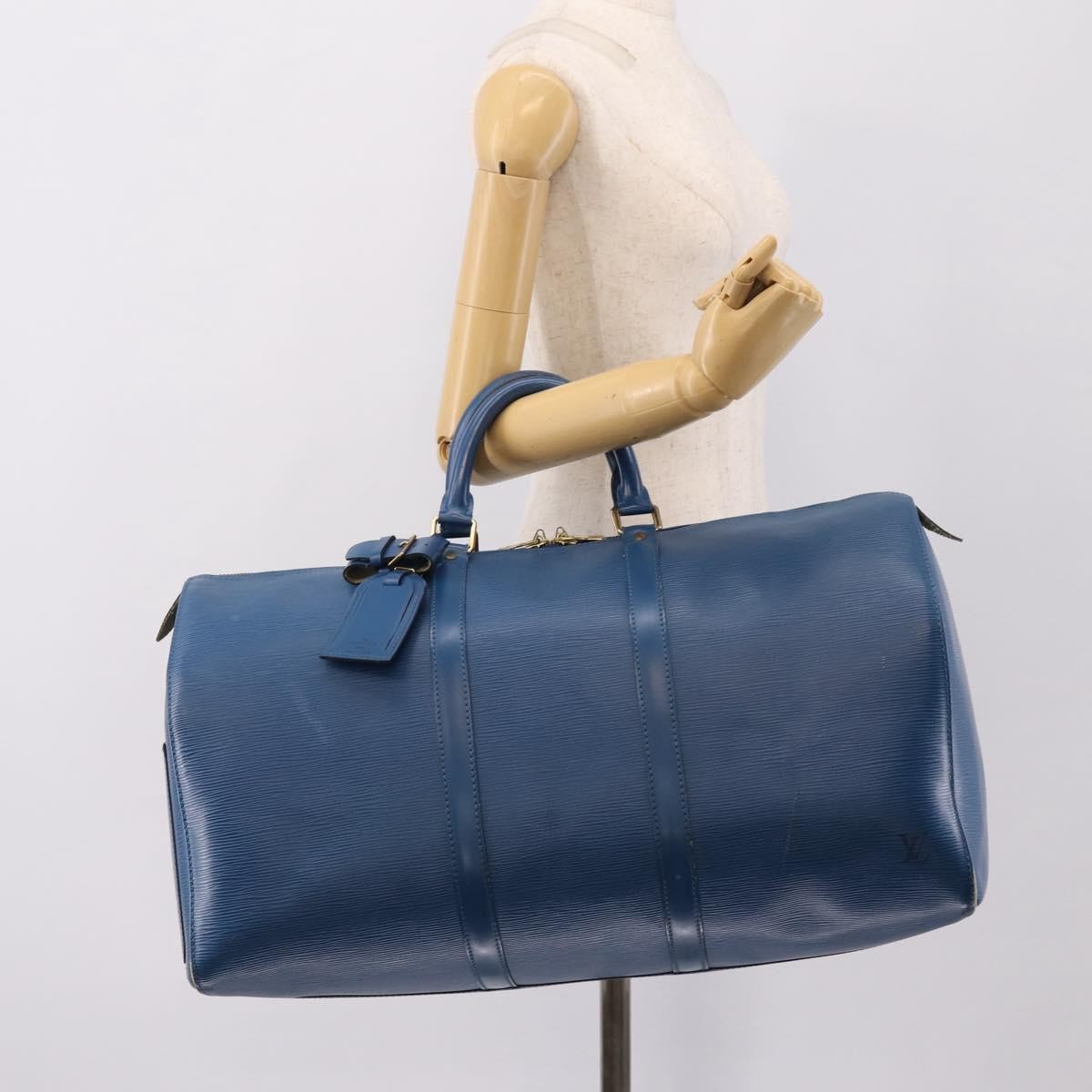 Louis Vuitton Keepall Epi Leather Blue Leather Travel Bag Bag (Pre-Owned)