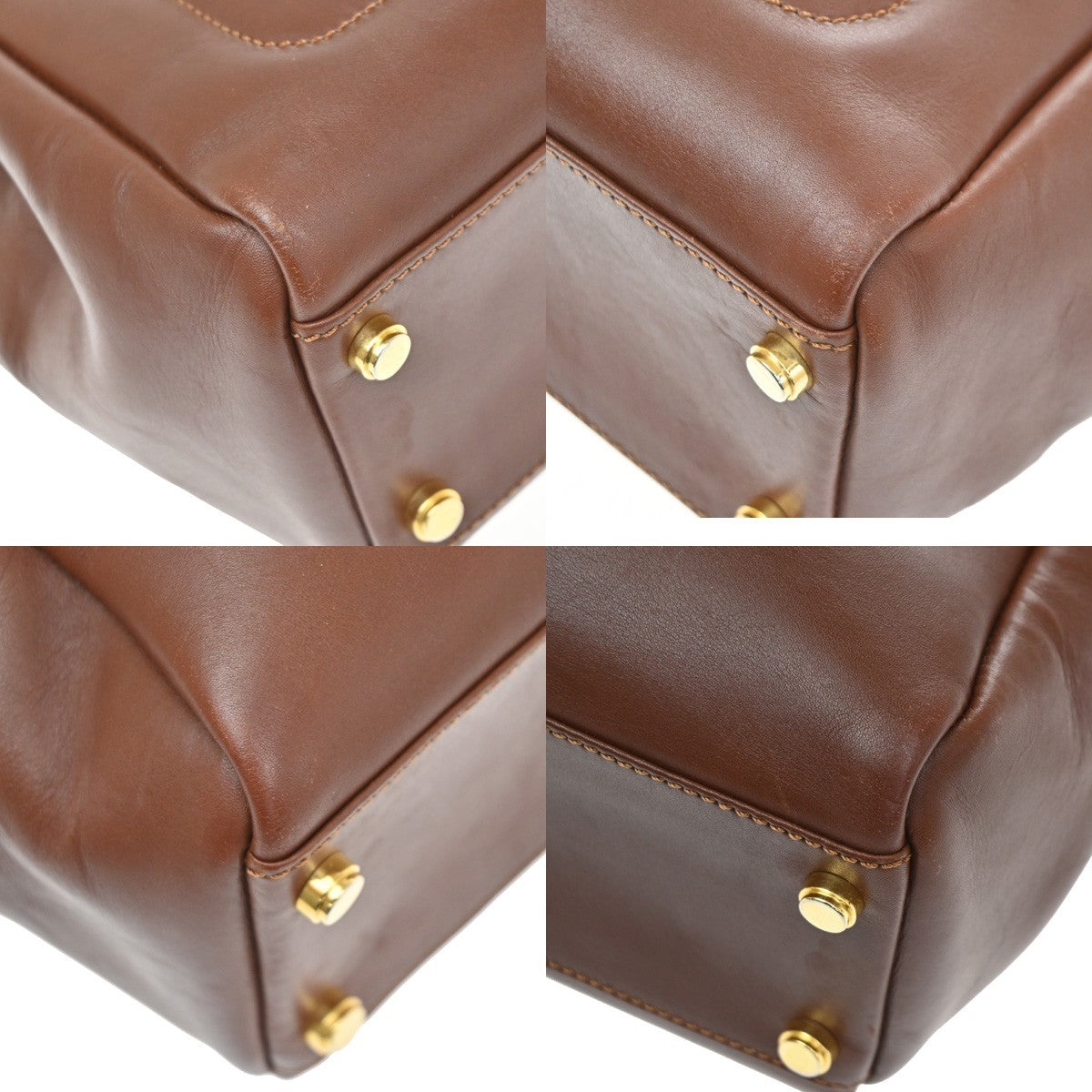 Salvatore Ferragamo Vintage Top Handle Leather Brown Leather Handbag (Pre-Owned)