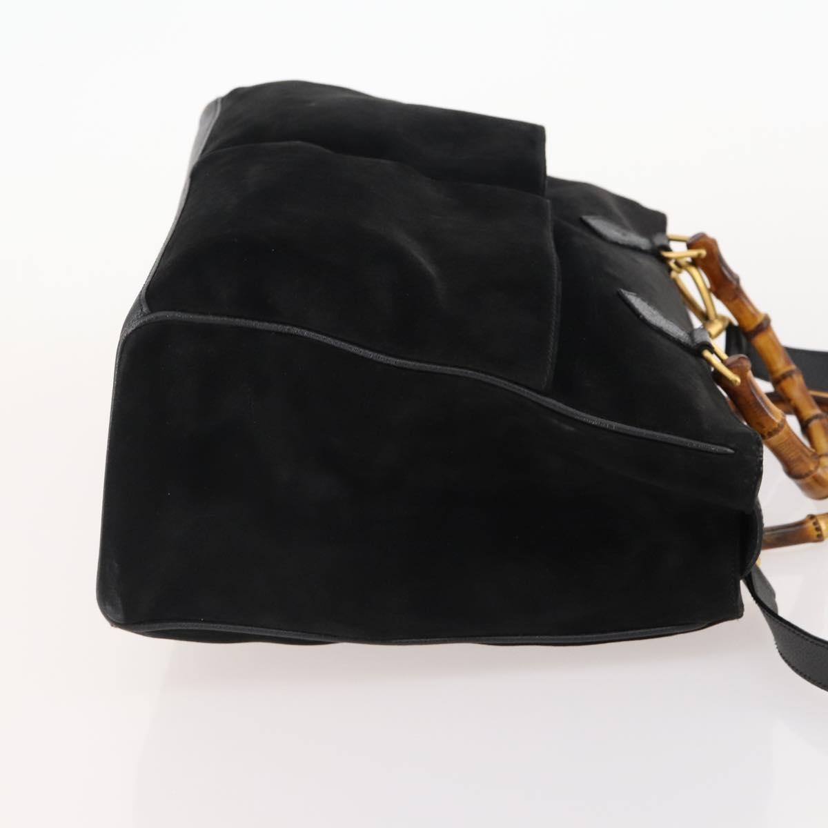 Gucci Bamboo Suede Black Suede Tote Bag Bag (Pre-Owned)