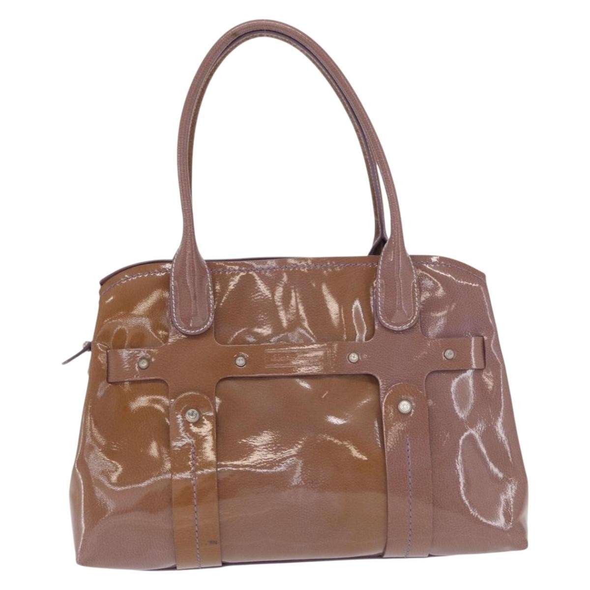 Salvatore Ferragamo Vintage Patent Leather Purple Patent_Leather Handbag (Pre-Owned)