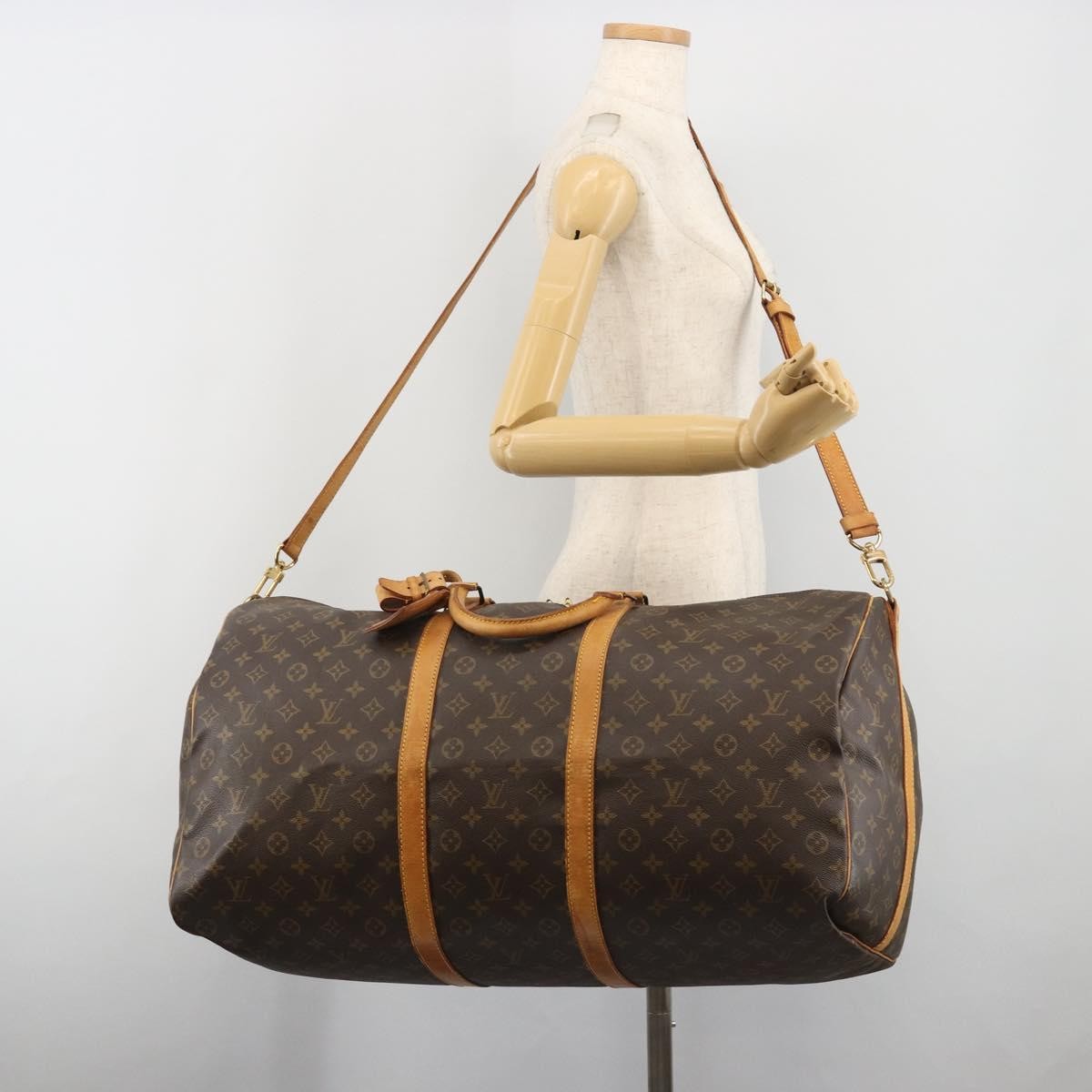 Louis Vuitton Keepall Bandoulière Monogram Brown Canvas Travel Bag Bag (Pre-Owned)