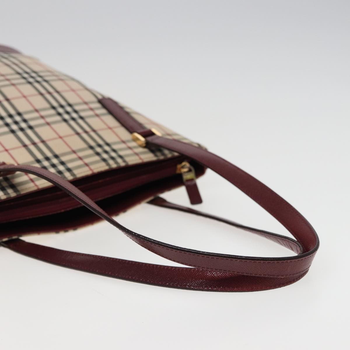 Burberry Nova Check Tote Canvas And Leather Beige Canvas Tote Bag Bag (Pre-Owned)