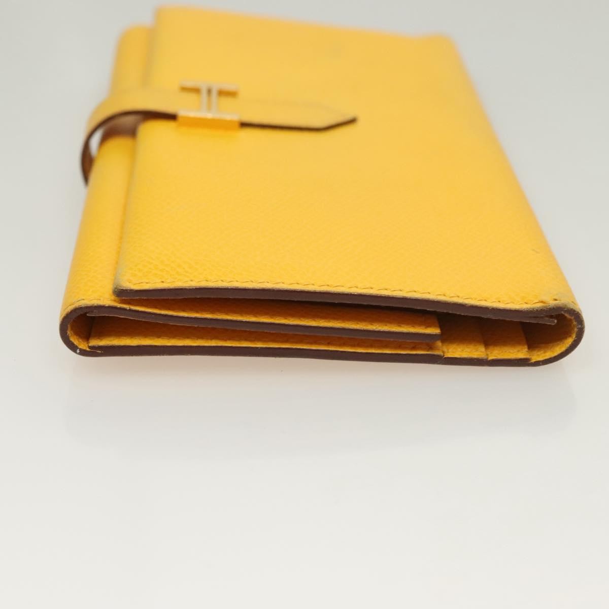 Hermes Bearn Epsom Yellow Leather Wallets Accessory (Pre-Owned)