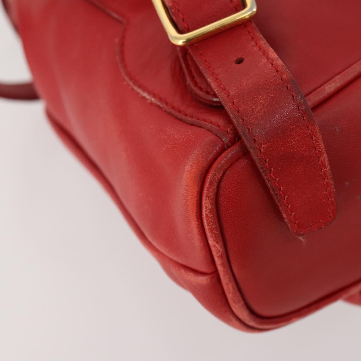 Gucci Vintage Bamboo Leather Red Leather Backpack Bag (Pre-Owned)