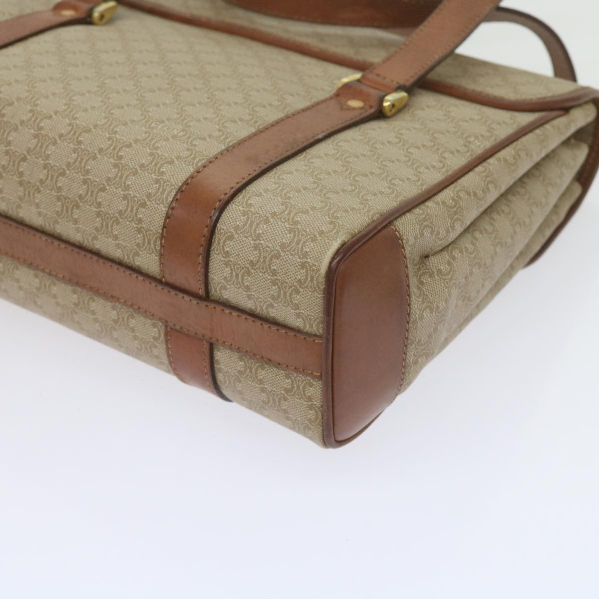 Celine Vintage Macadam Canvas And Leather Beige Canvas Handbag (Pre-Owned)