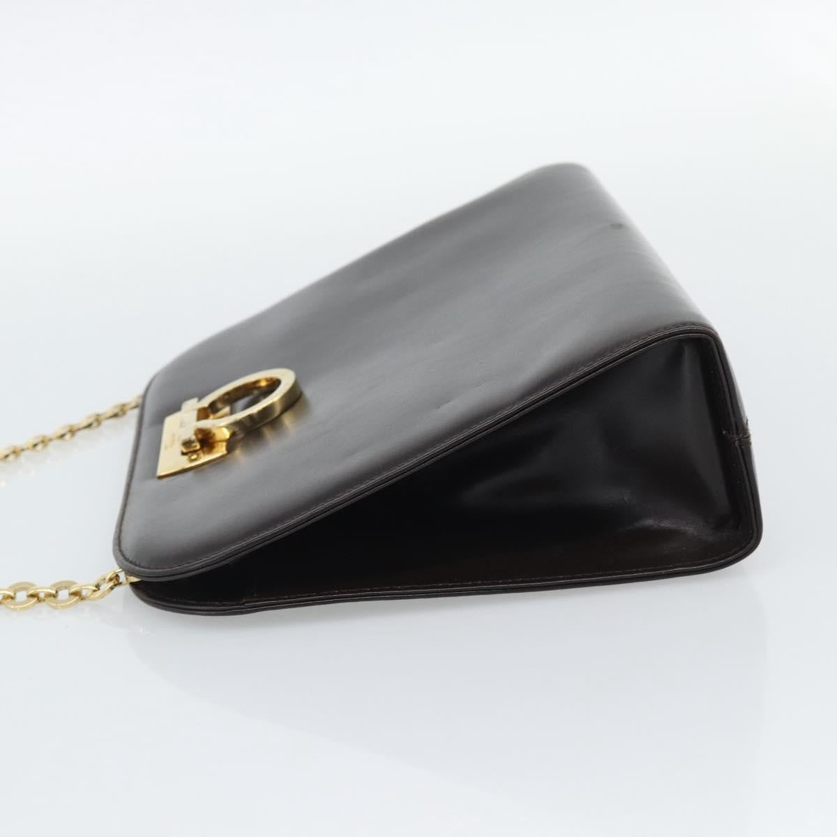 Salvatore Ferragamo Vintage Gancini Chain Leather Brown Leather Shoulder Bag Bag (Pre-Owned)