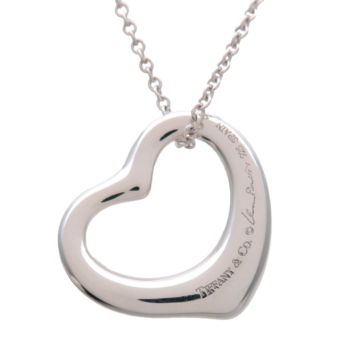 Tiffany & Co. Elsa Peretti Open Heart Pendant Sterling Silver Silver Sterling_Silver Necklace Jewelry (Pre-Owned)