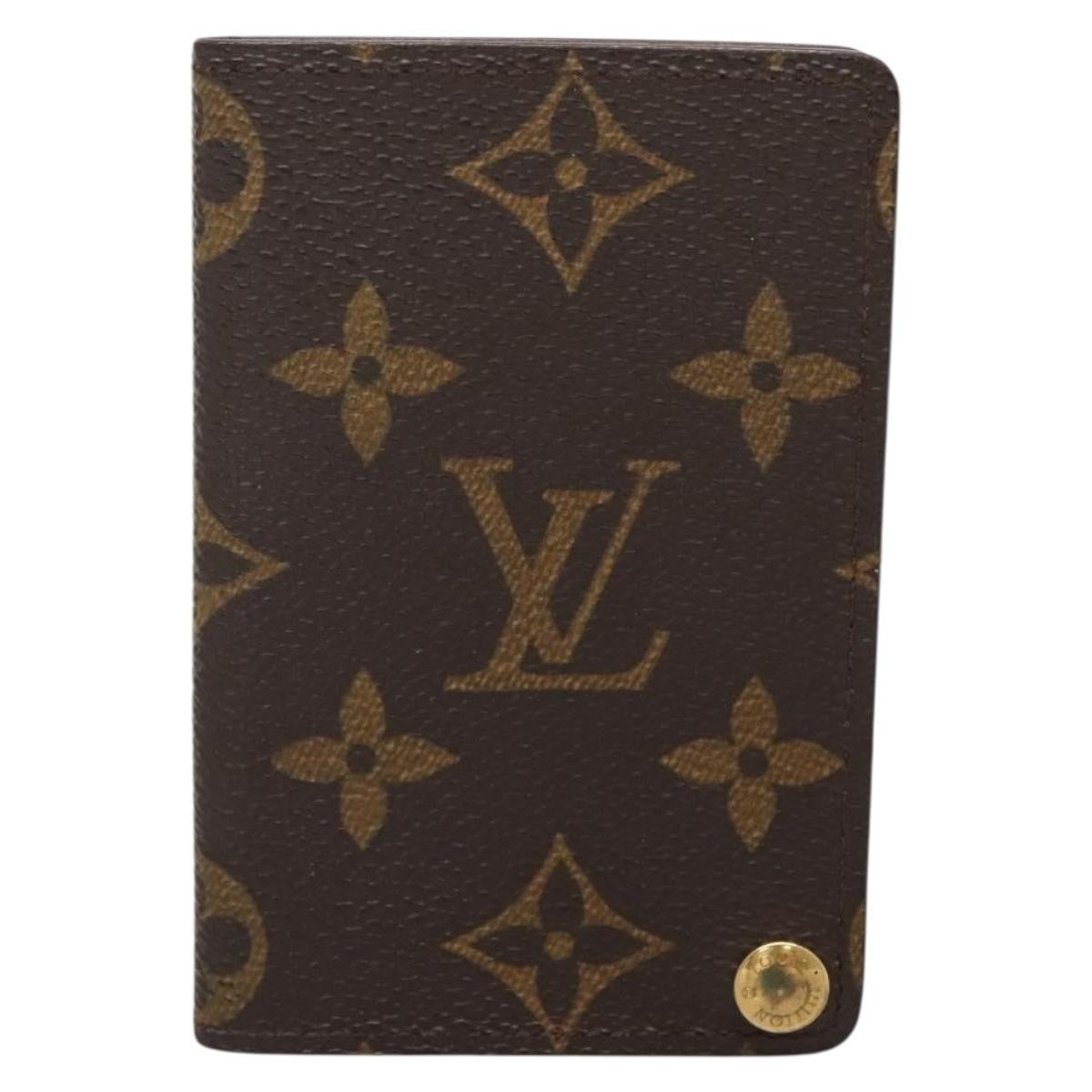 Louis Vuitton Porte Cartes Pression Card Case Monogram Canvas Brown Canvas Card Holders Accessory (Pre-Owned)