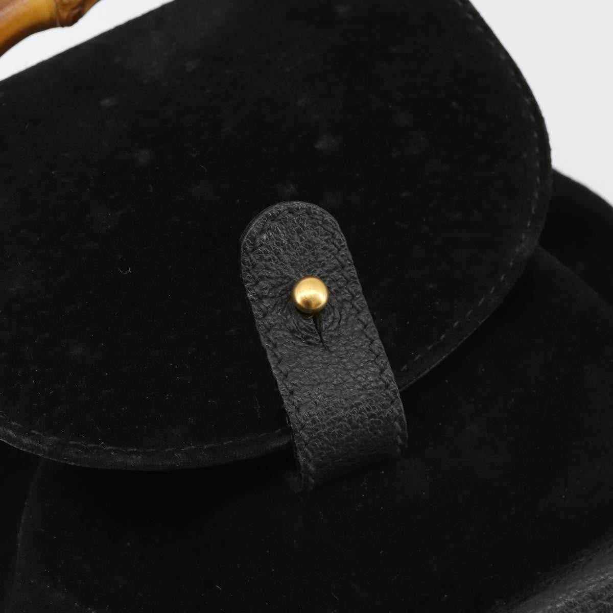 Gucci Gucci Bamboo Daim Black Suede Backpack Bag (Pre-Owned)