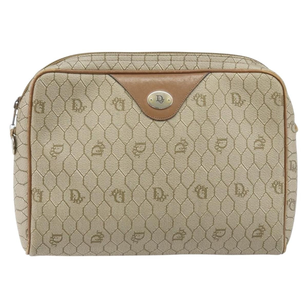 Christian Dior Vintage Honeycomb Canvas And Leather Beige Canvas Shoulder Bag Bag (Pre-Owned)