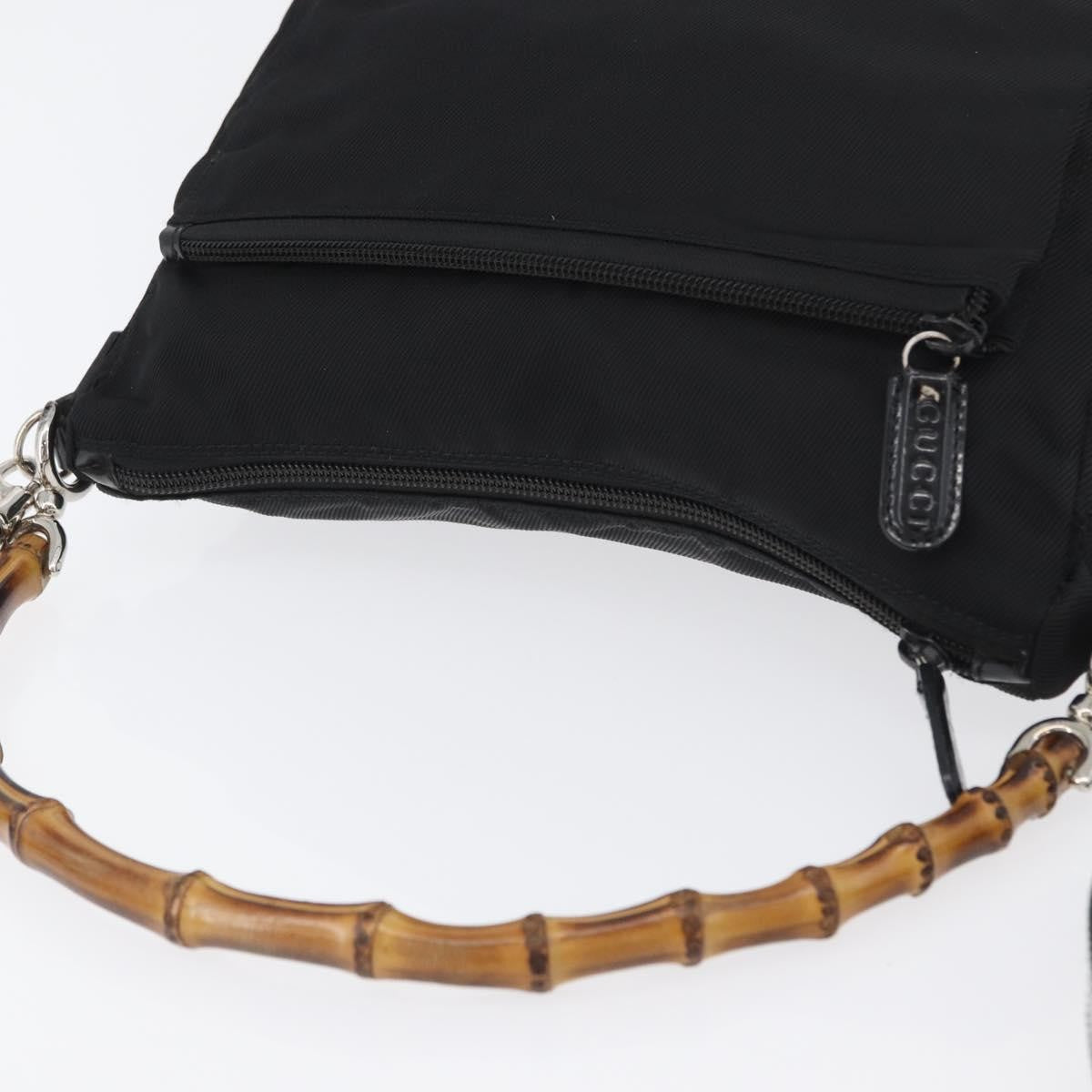 Gucci Vintage Bamboo Shoulder Nylon Black Nylon Shoulder Bag Bag (Pre-Owned)