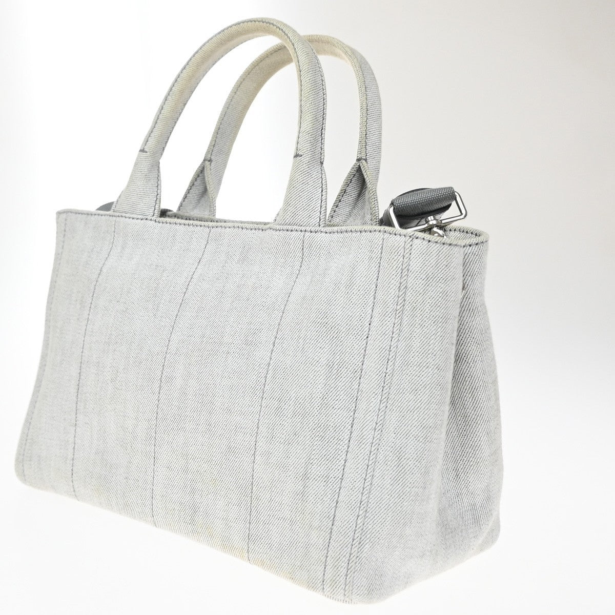 Prada Canapa Convertible Rhinestone Embellished Canvas Gray Canvas Tote Bag Bag (Pre-Owned)
