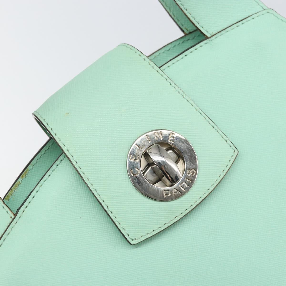 Celine Circle Logo Leather Green Leather Handbag (Pre-Owned)