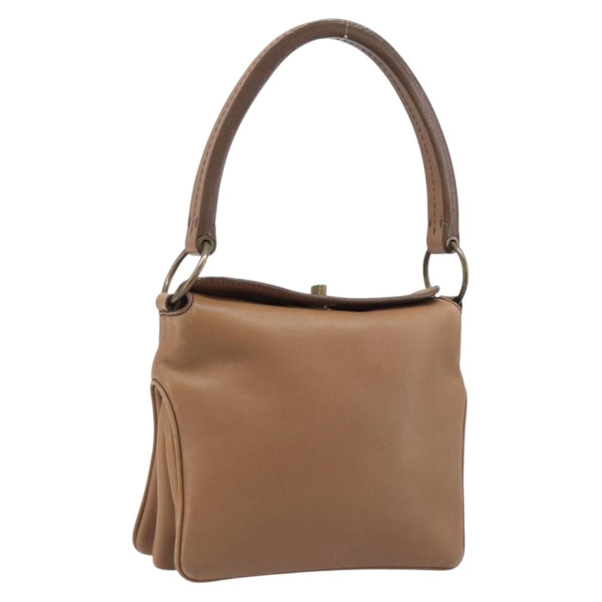 Miu Miu Beau Top Handle Leather Brown Leather Handbag (Pre-Owned)