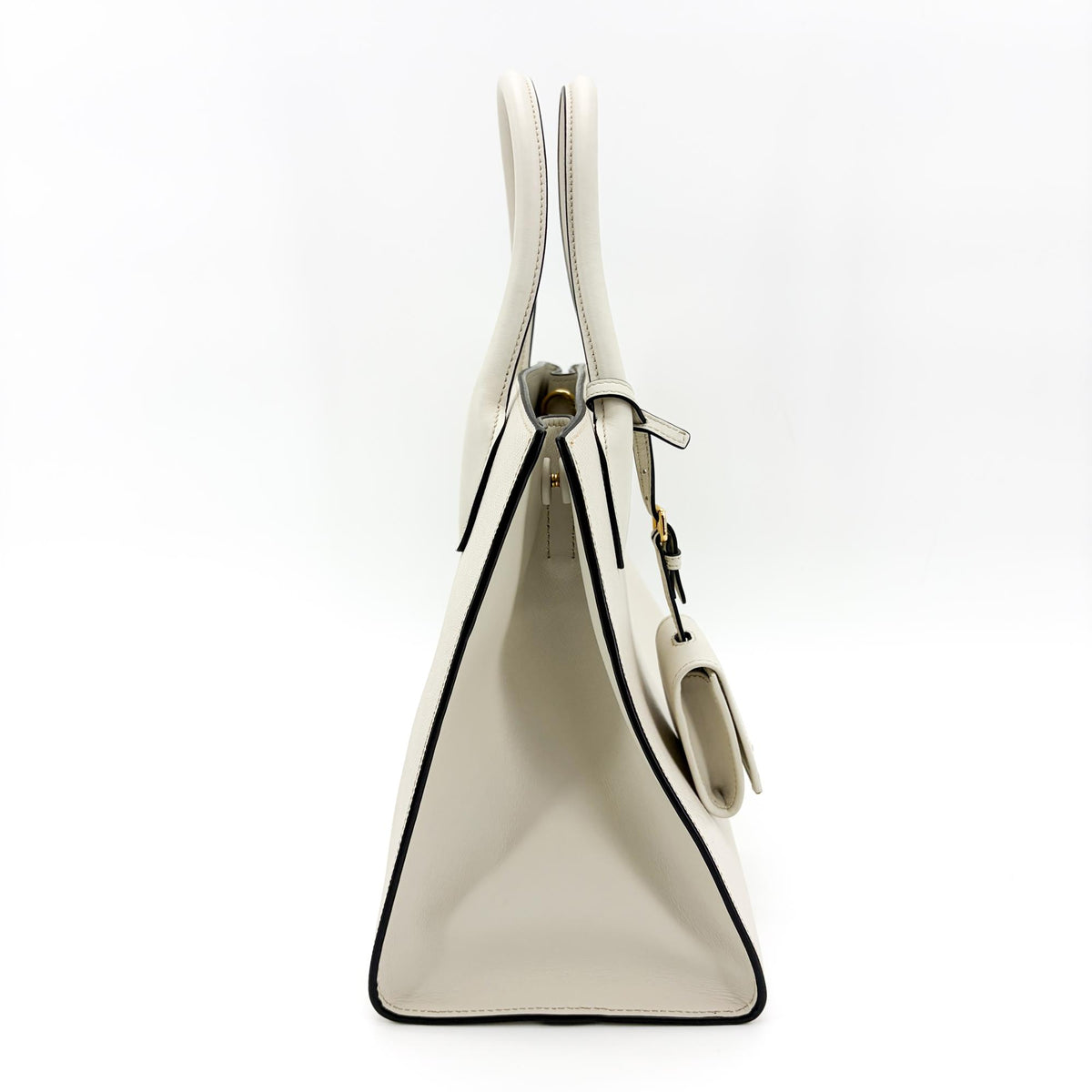 Prada Monochrome Saffiano With City Calf White Leather Tote Bag Bag (Pre-Owned)