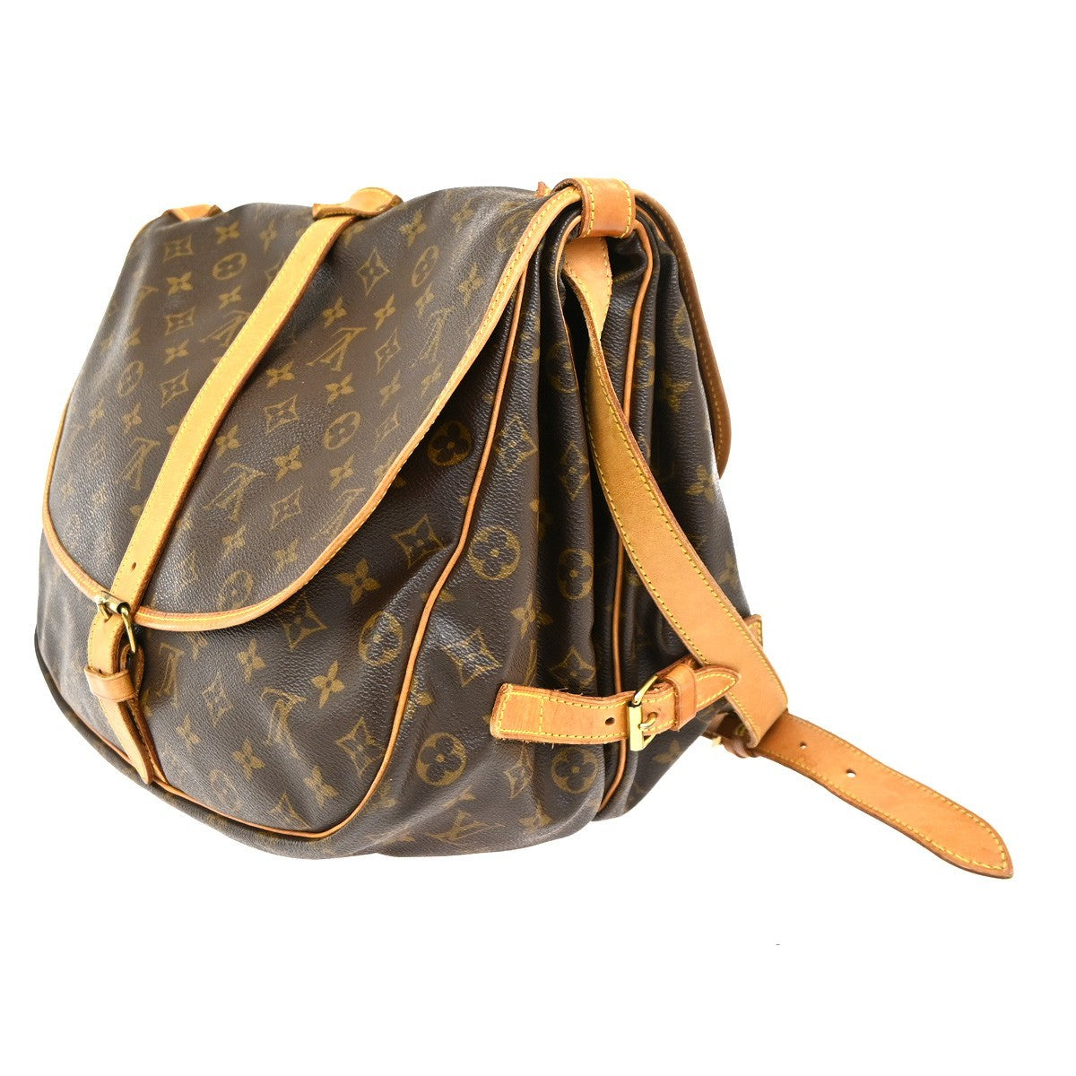 Louis Vuitton Saumur Monogram Brown Canvas Shoulder Bag Bag (Pre-Owned)