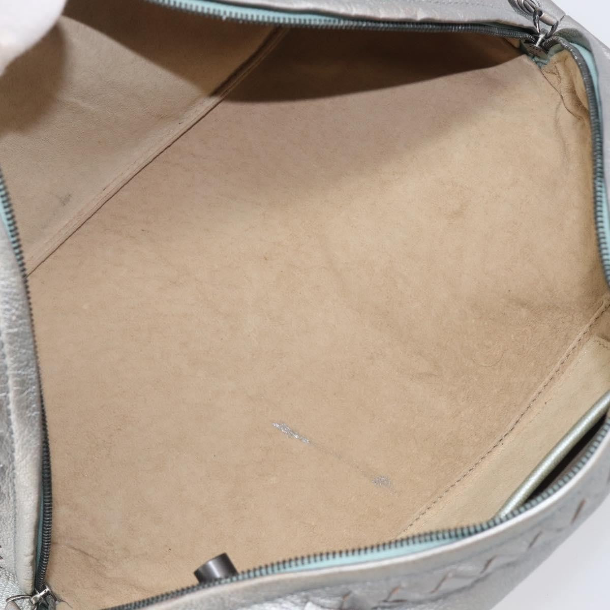 Bottega Veneta Intrecciato Handbag Intrecciato Silver Leather Handbag (Pre-Owned)