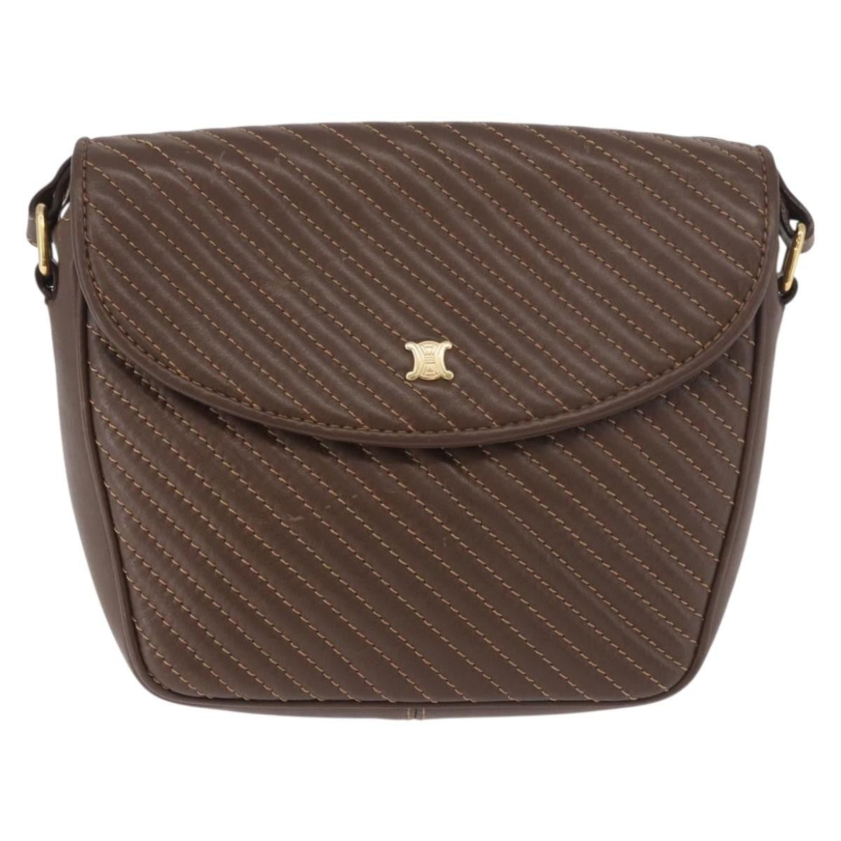 Celine Macadam Leather Brown Leather Shoulder Bag Bag (Pre-Owned)