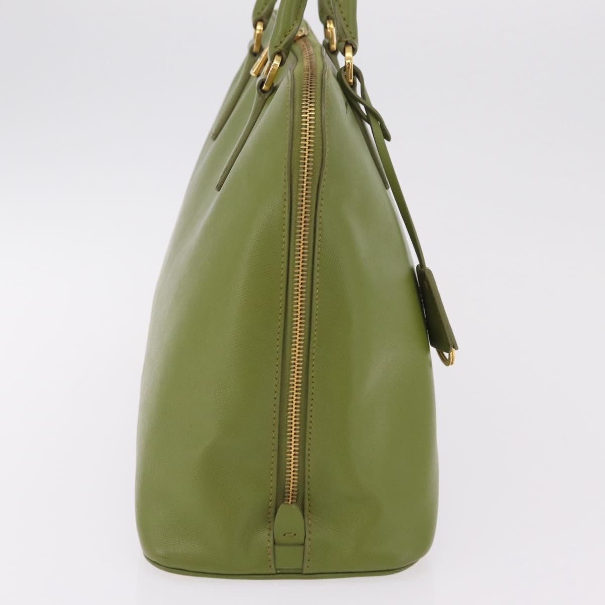 Prada Promenade Saffiano Leather Green Leather Handbag (Pre-Owned)