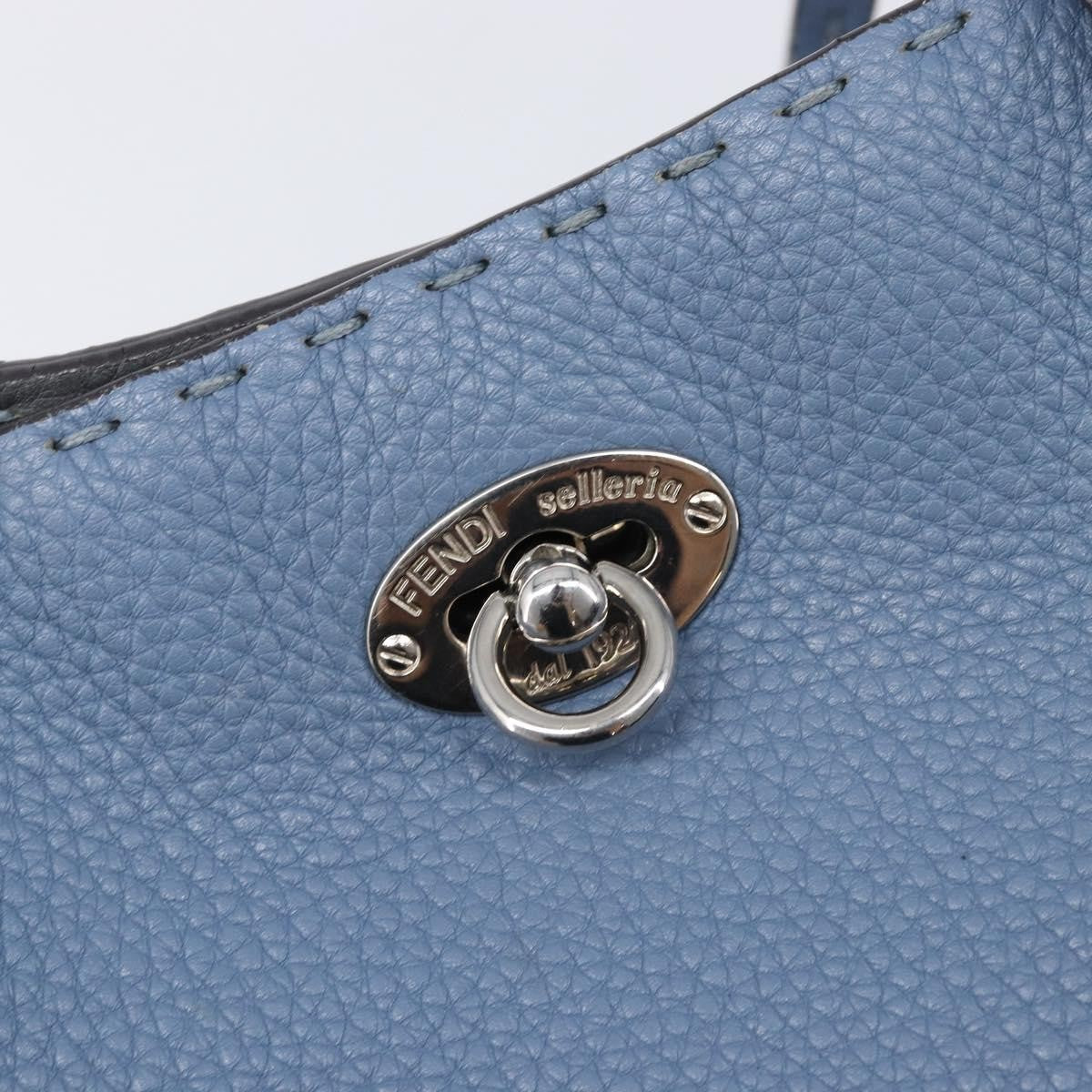 Fendi Selleria Carla Leather Blue Leather Tote Bag Bag (Pre-Owned)