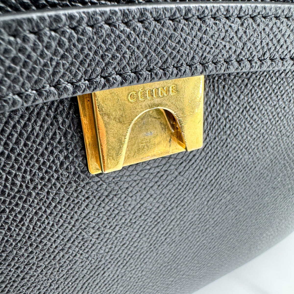Celine Belt Calfskin Black Leather Handbag (Pre-Owned)