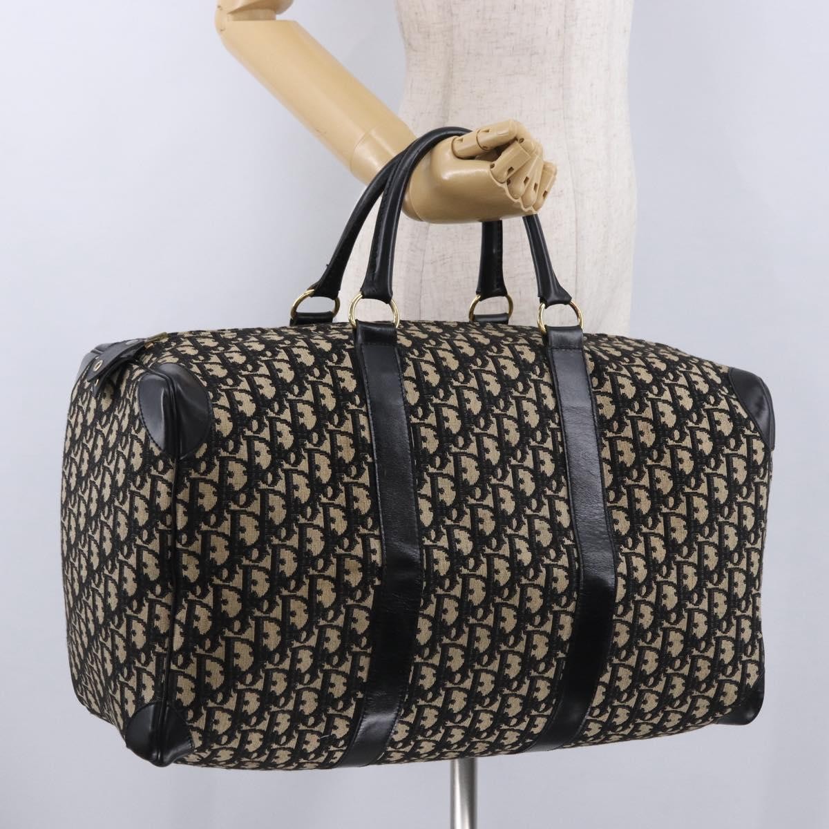 Christian Dior Convertible Boston Oblique Canvas Black Canvas Travel Bag Bag (Pre-Owned)