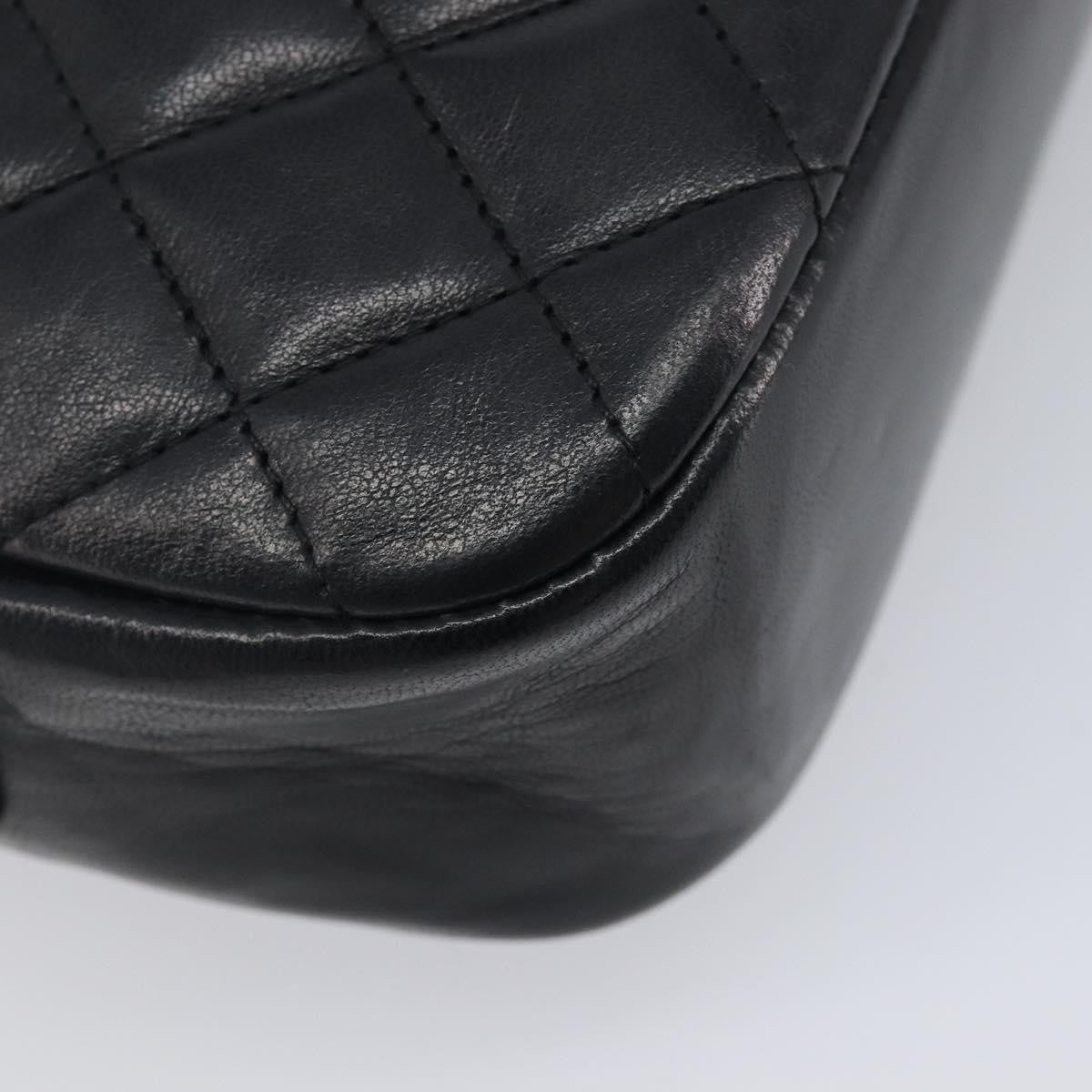 Chanel Vintage Front Pocket Camera Chevron Lambskin Black Leather Handbag (Pre-Owned)
