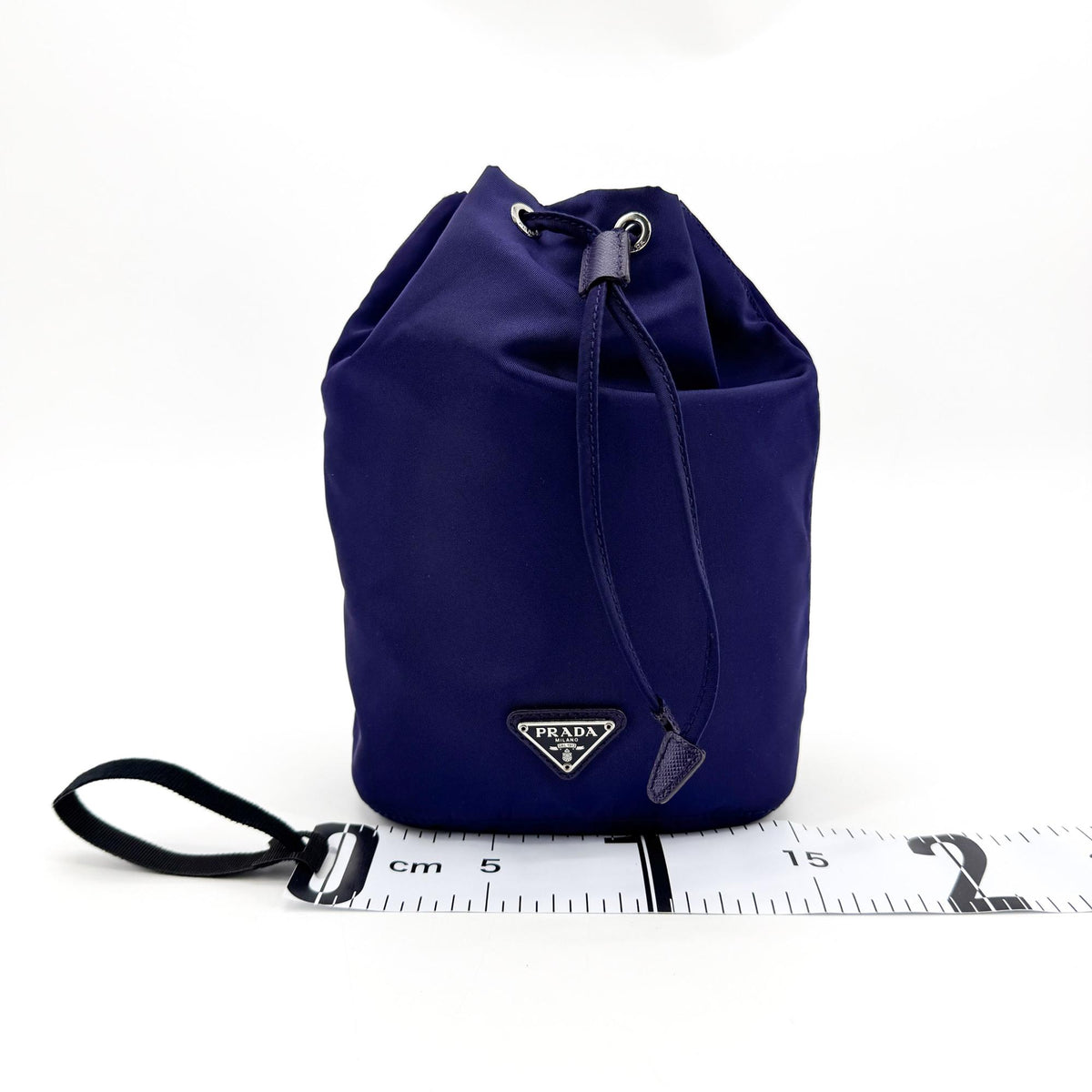 Prada Drawstring Wristlet Bucket Tessuto Navy Nylon Handbag (Pre-Owned)