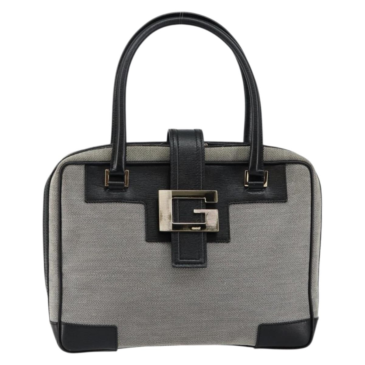 Gucci Vintage Square G Canvas Gray Canvas Handbag (Pre-Owned)