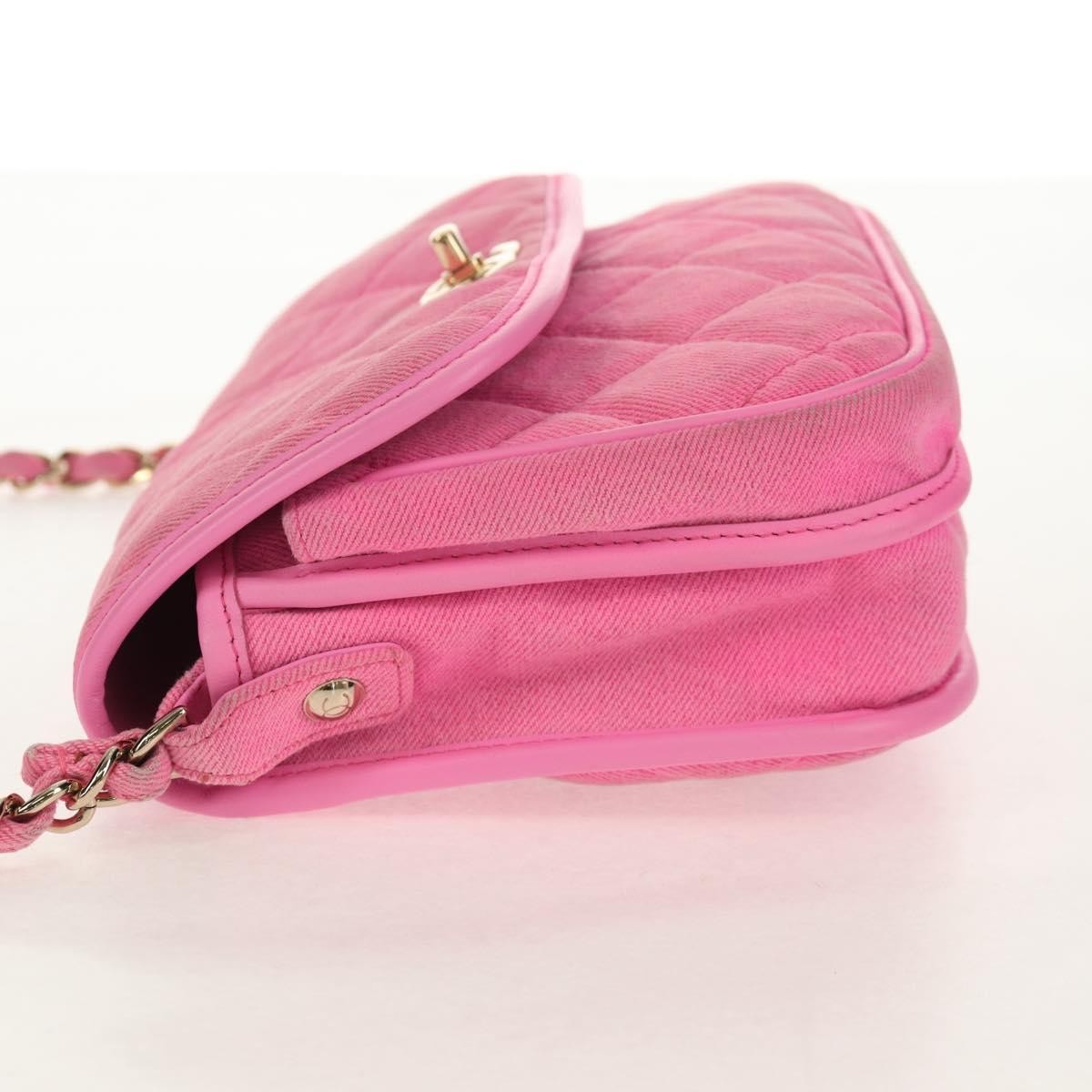 Chanel Flap Messenger Quilted Denim Pink Canvas Shoulder Bag Bag (Pre-Owned)