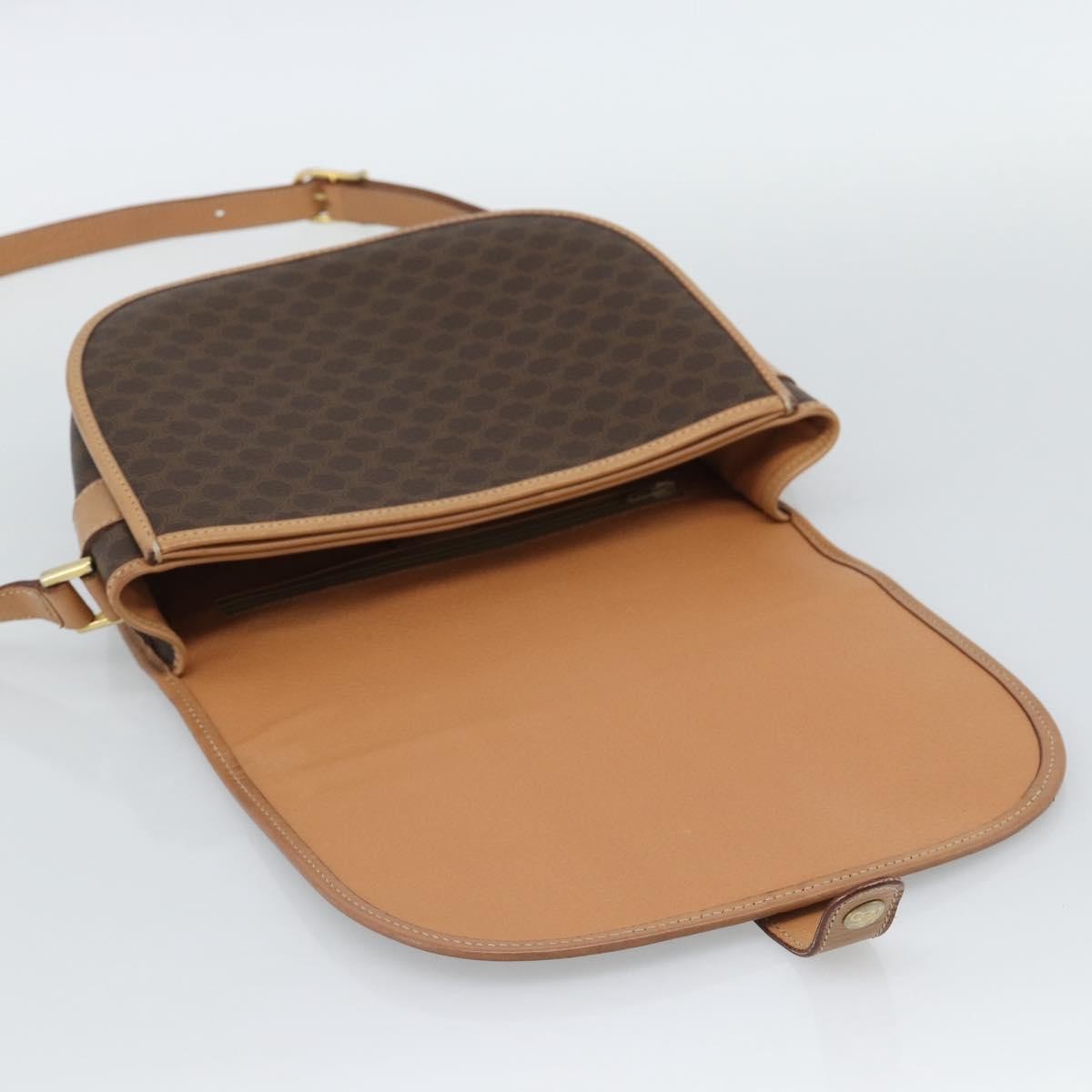 Celine Vintage Macadam Canvas And Leather Brown Canvas Shoulder Bag Bag (Pre-Owned)
