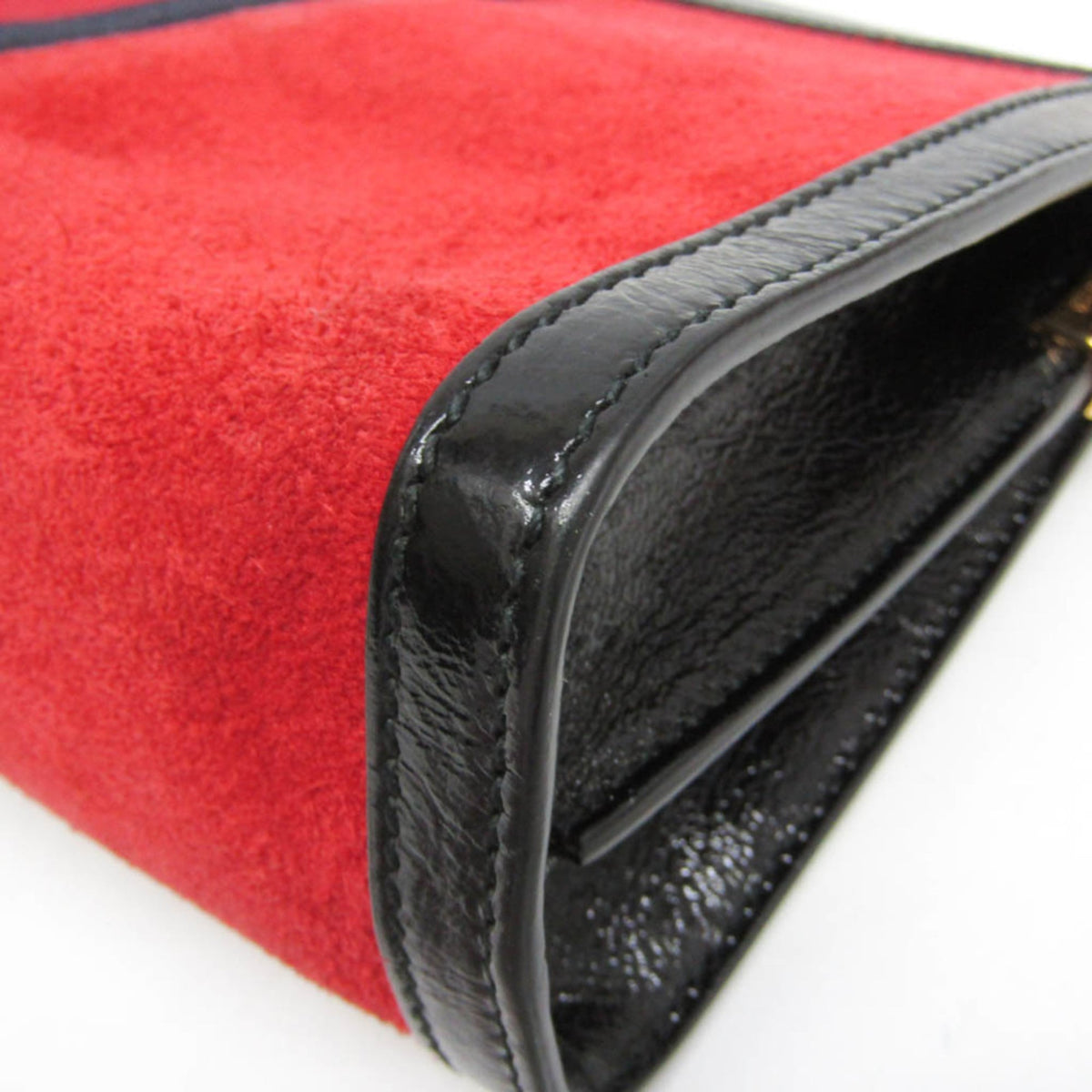 Gucci Ophidia Chain Suede Red Leather Shoulder Bag Bag (Pre-Owned)