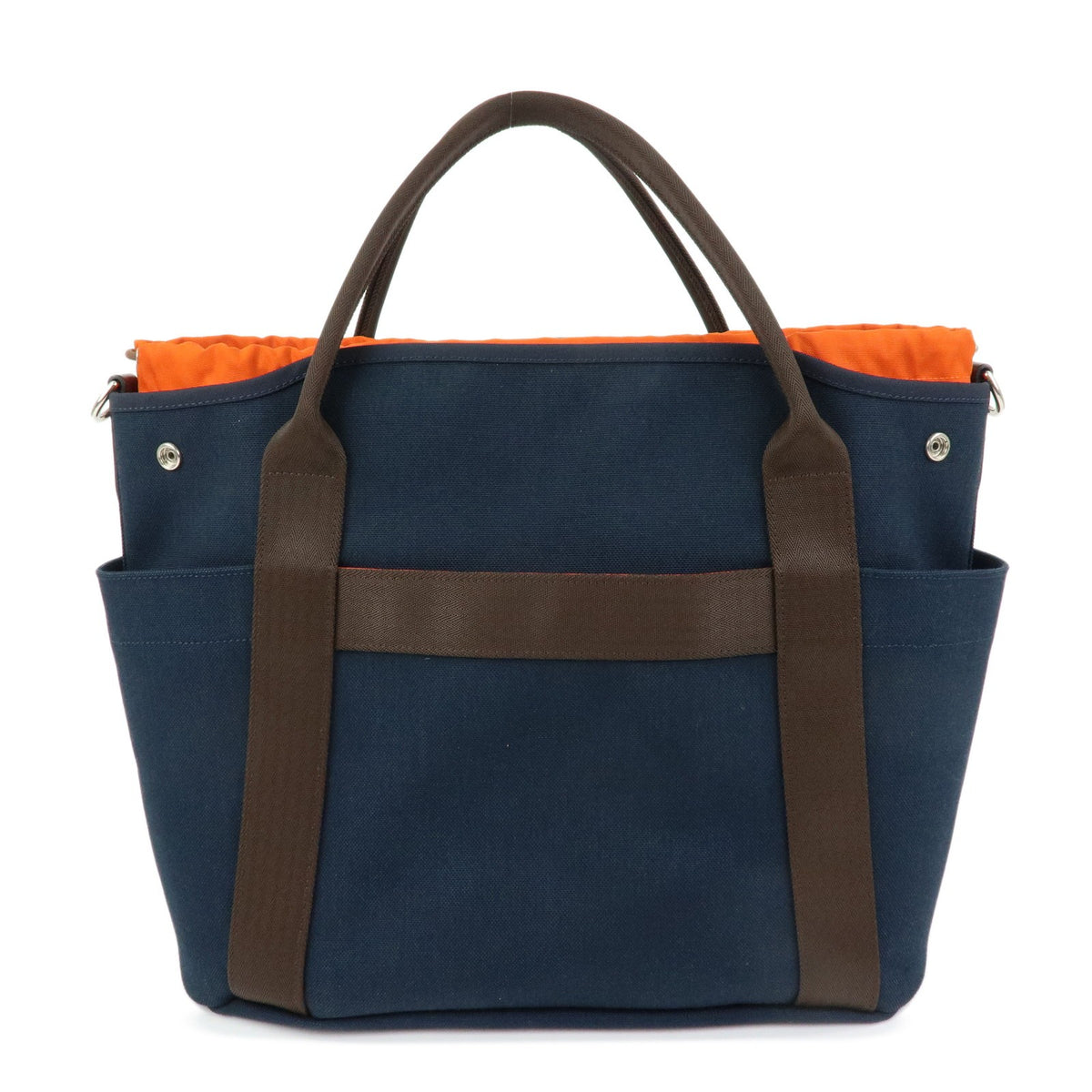 Hermes Sac De Pansage Groom Canvas Navy Canvas Handbag (Pre-Owned)