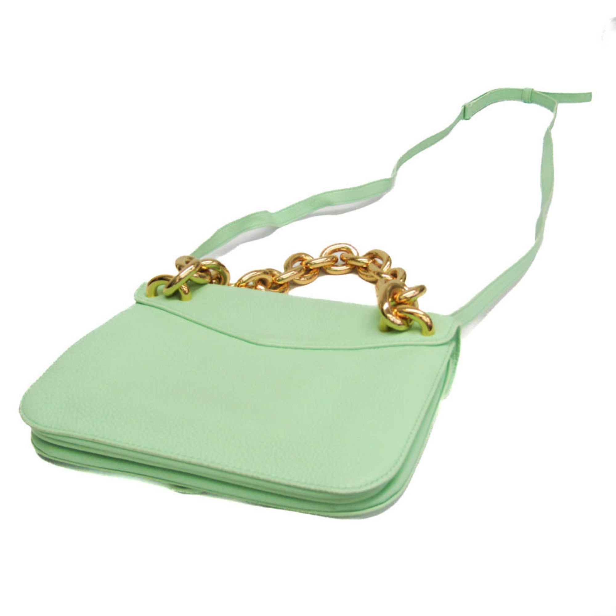 Bottega Veneta Mount Leather Green Leather Shoulder Bag Bag (Pre-Owned)