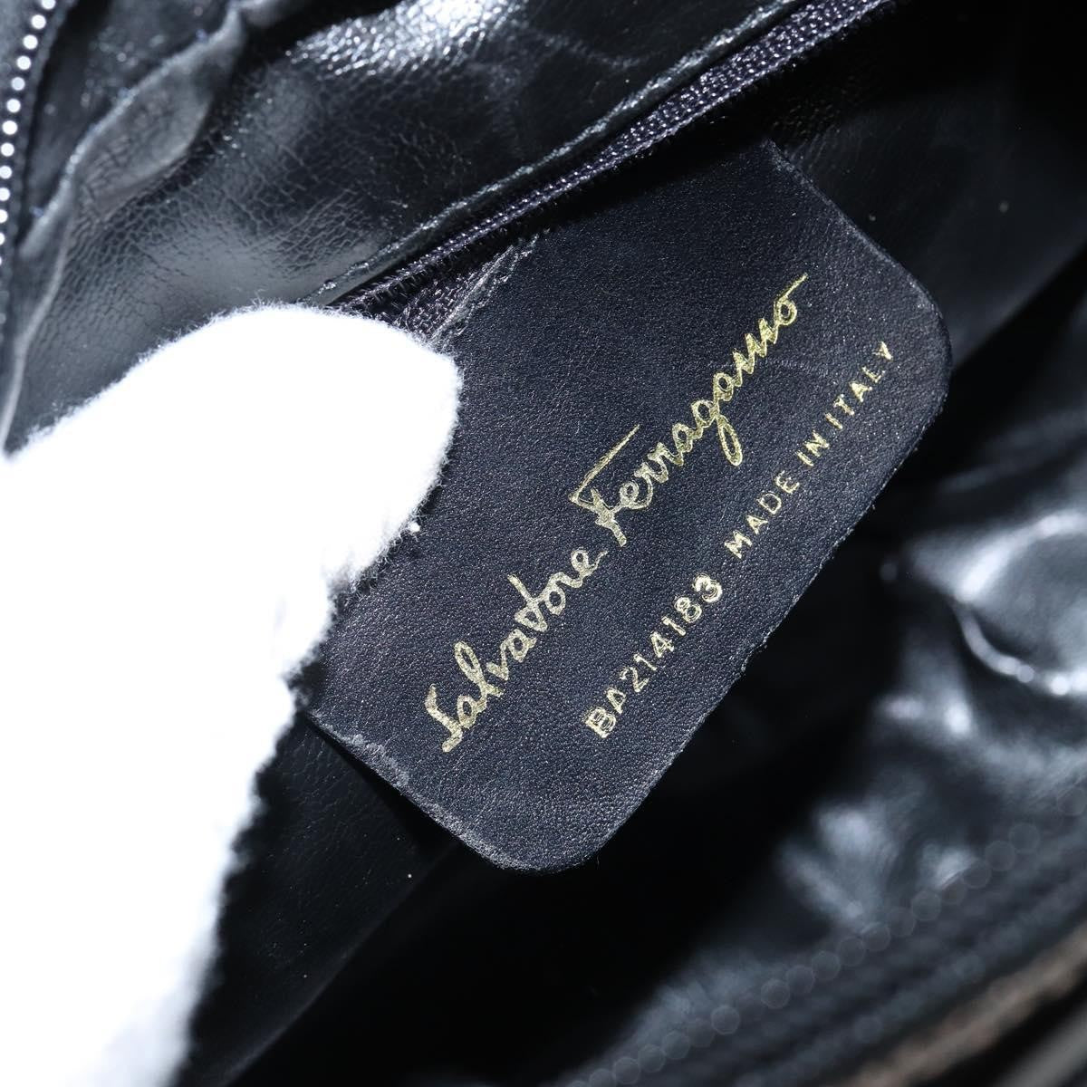 Salvatore Ferragamo Vala Patent Leather Black Patent_Leather Bag (Pre-Owned)