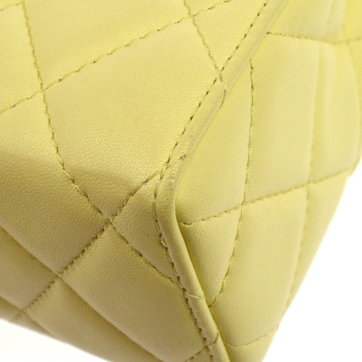 Chanel Crush Top Handle Flap Quilted Lambskin Yellow Leather Handbag (Pre-Owned)