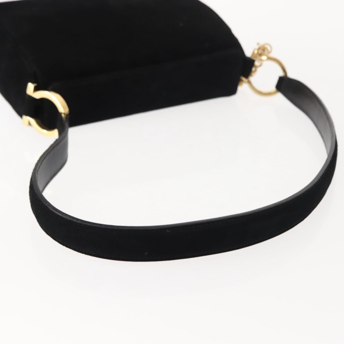 Salvatore Ferragamo Gancini Suede Black Suede Shoulder Bag Bag (Pre-Owned)