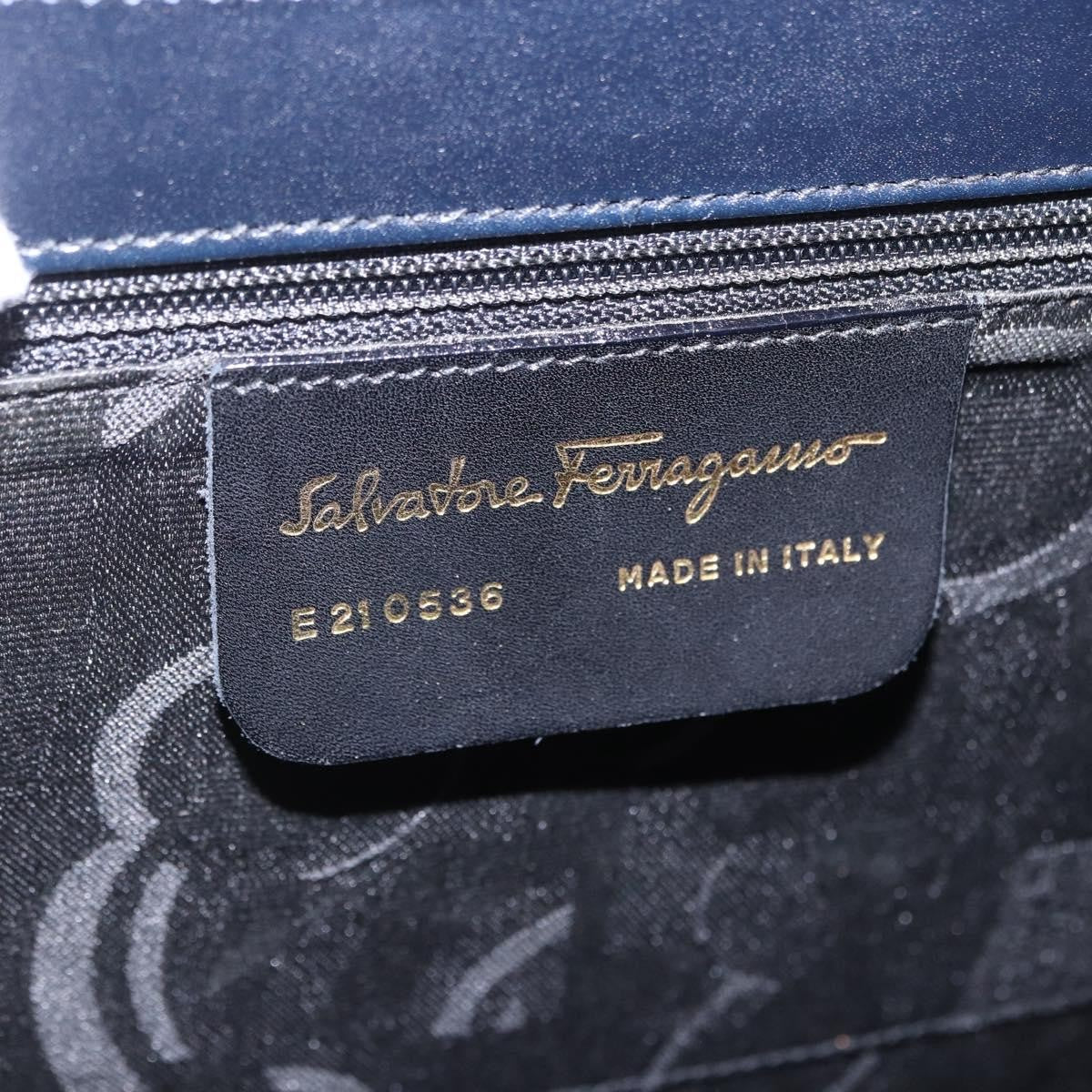 Salvatore Ferragamo Convertible Top Handle Leather Navy Leather Handbag (Pre-Owned)