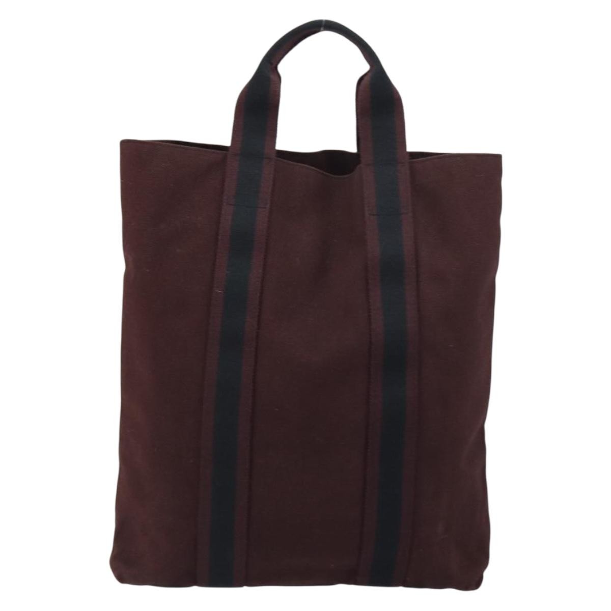 Hermes Fourre-Tout Herline Fourre-Tout Herline Burgundy Canvas Tote Bag Bag (Pre-Owned)